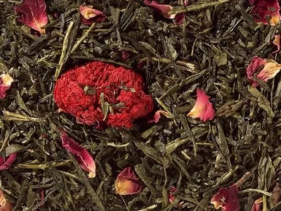 Produktbild von 1 kg  Grünteemischung Granatapfel- blüte, Granatapfel-Note aromatisert
