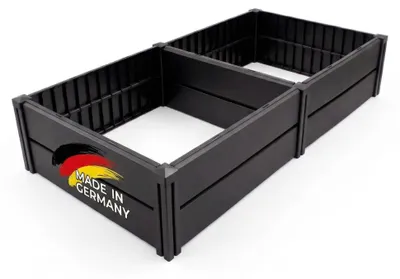 Produktbild von KHW Hochbeet Demeter L | 158×82×31 cm Garten Hochbeet | 336L Pflanzvolumen | 100% recycelter Kunststoff | wetterfest & UV-beständig | werkzeuglose Steckmontage | Anthrazit | Germany