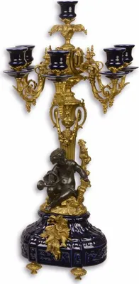 Obrázok produktu pre Casa Padrino Barokový svietnik tmavomodrý / zlatý 29,5 x 26,5 x v. 59,4 cm - barokový svietnik
