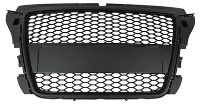 Kühlergrill Sportgrill Waben Gitter SCHWARZ MATT Halter für Audi A3 8P 2008 – Produktansicht