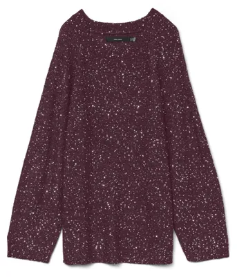 Produktbild von VERO MODA Damen Vmleilani New Ls O-Neck Long Pull. Rep, Winetasting, S