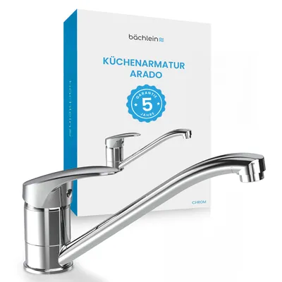 Produktbild von Bächlein Küchenarmatur 360 Grad schwenkbar (Chrom)– Einhand-Spültischbatterie Chrom mit 360° schwenkbarem Auslauf, Wasserhahn für die Küche in extra massiver Ausführung