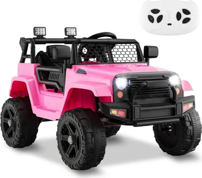 Produktbild von 12V Kinder Elektroauto mit 2,4G Fernbedienung, Kinderfahrzeug mit Hupe & LED Scheinwerfer & Federung & Musik & MP3, ab 3 Jahre (Rosa)