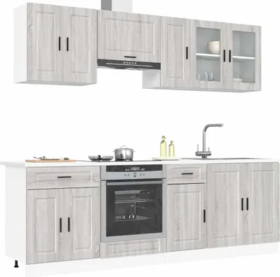 Produktbild von Hochwertig 8-tlg. Küchenschrank-Set Kalmar Grau Sonoma Holzwerkstoff 3314847