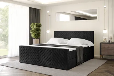 Produktbild von ALTDECOR Boxspringbett mit Matratze und Lattenrost, Topper, Polsterbett mit Bettkasten, Bett mit Stauraum H4-Matratze, Doppelbett, Boxbett  - VEXA-Z - 120x200 - Schwarz Casablanca