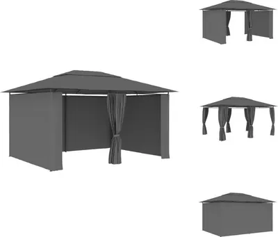Produktbild von vidaXL Gartenpavillon mit Vorhängen 4 x 3 m Anthrazit -  Pavillons & Partyzelte