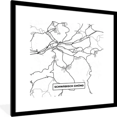 Produktbild von MuchoWow® Gerahmtes Poster Schwäbisch Gmünd - Stadtplan - Karte 40x40 cm - Poster mit Schwarzem Bilderrahmen Wandposter Rahmen Foto Bilder - Poster - Plakat im Rahmen