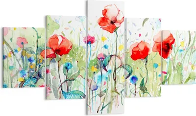 Produktbild von Bild auf Leinwand - Leinwandbild - Blumen Wiese Blatt Natur - 125x70cm - Wand Bild - Wanddeko - Leinwanddruck - Bilder - Kunstdruck - Wanddekoration - Leinwand bilder - Wandkunst - EA125x70-3076