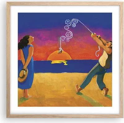 Produktbild von Gerahmtes Poster - Rahmen in heller Eiche - Symbol Liebe Surrealismus - 50x50 cm - Wand Bild - Wanddeko - Wandbilder - Kunstposter - Wandposter - Bilderrahmen - Bilder - Kunstdruck - P2NAC50x50-4411