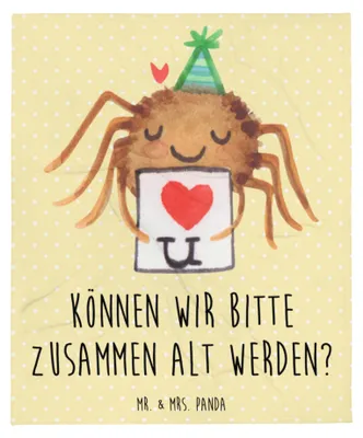 Produktbild von Mr. & Mrs. Panda Kuscheldecke Spinne Agathe Brief - Gelb Pastell - Geschenk, Bettdecke, Treuetest, Liebesbeweis, Plaid, Kuschelige Decke, Heiratsantrag, Tagesdecke