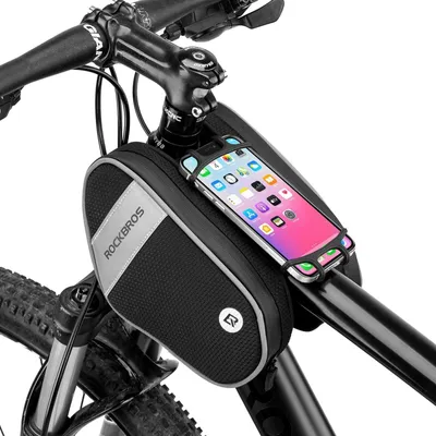 Produktbild von ROCKBROS Fahrrad Lenkertasche mit  Handyhalter Fahrrad Rahmentasche mit Handytalterung 360°Drehbar für Handy 6,5"