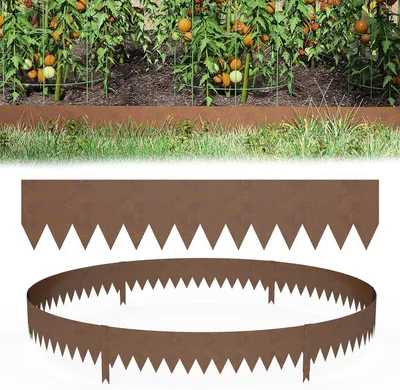 Produktbild von QEENTOE 20 Stück Rasenkante aus Cortenstahl Braun 100cmL x 20 cmH | 20M Flexible Beeteinfassung Mähkant Palisade Gartenbeet mit Dornen, Beetumrandung für Hof Garten Bauernhof verwendet Werden