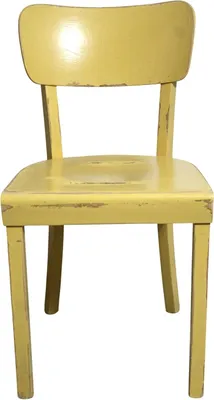 Produktbild von Ocker-gelber Shabby-Chic-Holzstuhl im Bauhausstil aus den 60er-Jahren für Küche und Landhaus