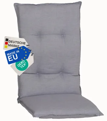 Produktbild von NYVI Gartenstuhl Auflage Hochlehner Barcelona - UV-Beständig, Atmungsaktiv, Strapazierfähig - Hochlehnerauflage Sitzkissen Outdoor - Sitzauflagen für Gartenstühle 118x50cm Mittelgrau
