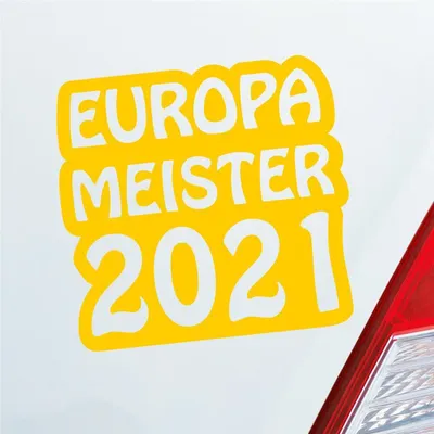 Produktbild von Auto Aufkleber Europameister 2021 Fußball 12x11 cm Gelb Sticker Heckscheibenaufkleber