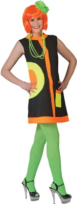 Produktbild von Hippie Kostüm Mod Dress Neon für Damen Größe: 32/34