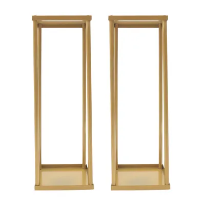 Zdjęcie produktu dla 2-częściowy metalowy stojak na kwiaty ślubne 60x20x20cm nowoczesny stojak na kwiaty stojak podłogowy stojak na rośliny stojak na wazon (złoty)