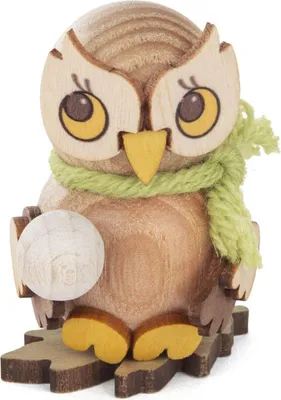 Zdjęcie produktu dla Miniaturowa figurka sóweczki z kolorową kulą śnieżną, szer. x wys. x gł. 3 x 4 x 3 cm, NOWA