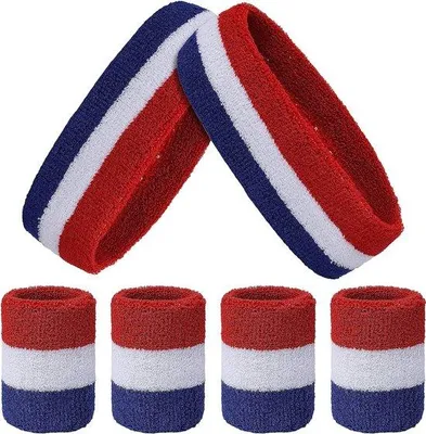 Image de Ensemble de bandeaux de sport à rayures, comprenant un bandeau de sport et des bandes pour homme