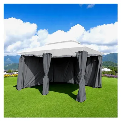 Produktbild von Seitenteil anthrazit mit Reißverschluss für 3 x 4 m - 2er Set - Gartenzelt Seitenwand wasserabweisend - 2-teilig 400 cm und 300 cm für Garten Party Zelt