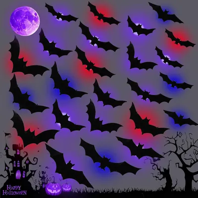 Productafbeelding van Vleermuis decoratie Halloween decoratie met LED-verlichting (Rood)