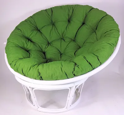 Produktbild von Rattan Papasansessel,Papasan Durchmesser 110 cm, Fb. weiß lackiert, Polster Uni Living 193 dunkel grün