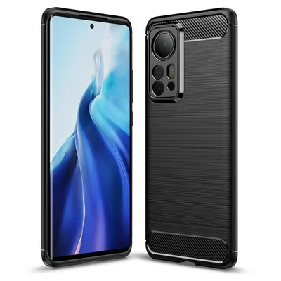 Immagine prodotto di Custodia in TPU per Xiaomi Mi 12 Pro, effetto fibra di carbonio, finitura spazzolata, colore: nero
