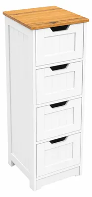 Produktbild von BEGRYF Badschrank 30 x 30 x 81 cm schmaler Badezimmerschrank mit 4 Schubladen Weiß Natur