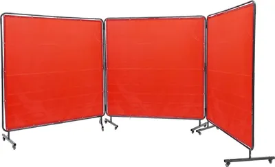 Zdjęcie produktu dla Parawan spawalniczy 3-panelowy 180x180 ognioodporny na kółkach warsztat
