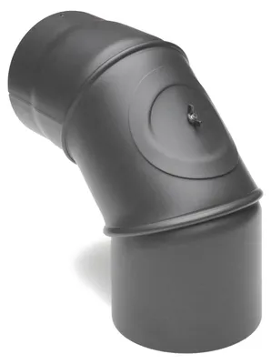 Produktbild von Raik Basic Rauchrohrbogen 150mm gussgrau 0-90° mit Tür für Rauchrohr / Ofenrohr