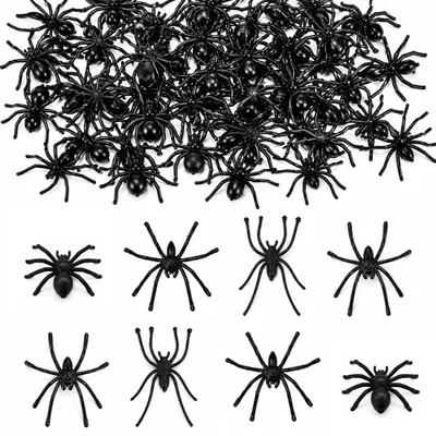 100 realistische Kunststoffspinnen für Halloween-Dekoration