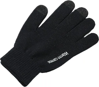 Produktbild von 1 Paar Winter Anti-Skid Warme Touchscreen Full Finger gestrickte Uni Handschuhe - (schwarz)
