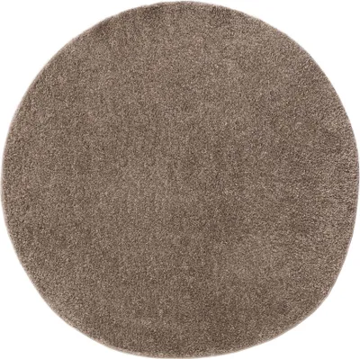 Produktbild von benuta Teppich Wohnzimmer Soho Taupe ø 160 cm rund Hochflorteppich Wohnzimmerteppich Rutschfest Flauschig Plüsch Shaggy Weich