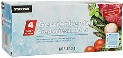 Produktbild von Papstar Gefrierbeutel, LLDPE 4 l 40 cm x 25 cm transparent in Faltschachtel, 12 x 60 Stück