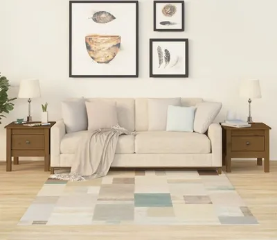 Produktbild von The Living Store Beistelltische 2 Stk. Honigbraun 40x40x39 cm Massivholz Kiefer