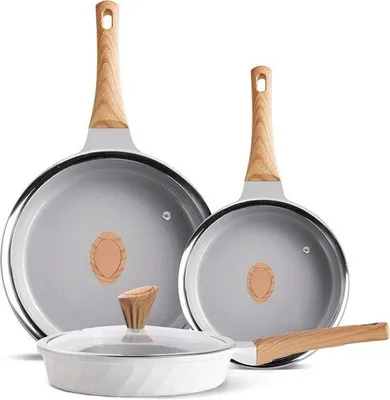 Produktbild von Induktionskochset mit Deckeln - gesundes Kochen - 3 Stück - keramische Beschichtung