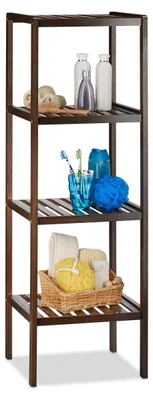 Bambus-Badregal mit 4 Ablagen, 110x34,5x33 cm, dunkelbraun