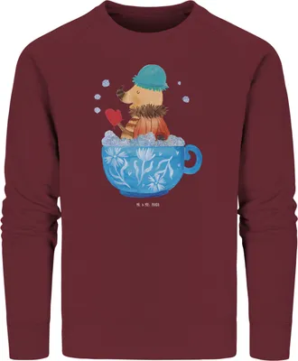 Produktbild von Mr. & Mrs. Panda Baumwoll Pullover Nachtfalter Schaumbad Größe XS - Burgundy - Geschenk, Lustige Sprüche, Ziele, Bad, Sweatshirt, WC, Träumen, Organic Sweater, Badezimmer