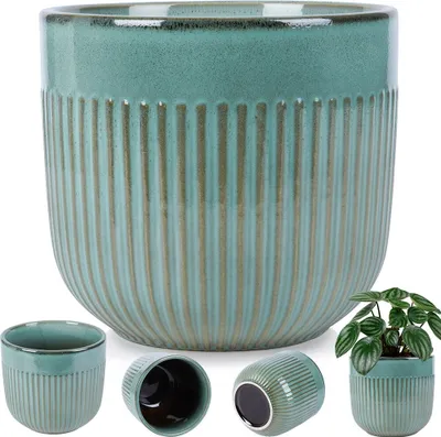 Produktbild von Vilde Blumentopf Pflanzentopf Übertopf aus Porzellan grün 17 cm
