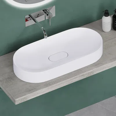 Produktbild von Mai & Mai Aufsatzwaschbecken Waschschale Waschbecken in weiß matt aus Keramik inkl. Nano-Versiegelung colossum826