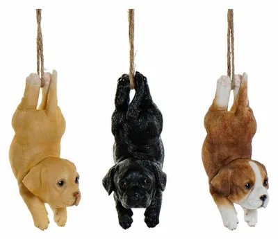 Imagen del producto de Figurina decorativa de perro, marca DKD Home Decor, hecha de resina (9 x 10,5 x 20 cm), juego de 3 unidades