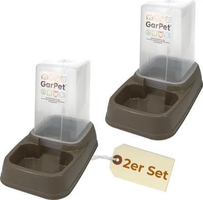 Produktbild von 2er Set Automatischer Futterspender Wasserspender 2in1 Futterautomat Wasserautomat für Hunde Katzen Wasser und Trockenfutter Automat Spender 3,7 L