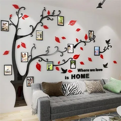 Produktbild von 3D-Familienbaum Wandsticker XL, rote Version, für Fotowand
