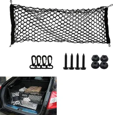Produktbild von Auto-Reisebeutel-Netz 90x40cm - sehr elastisch - ABS-Haken - schwarz - Reisebeutel-Netz.