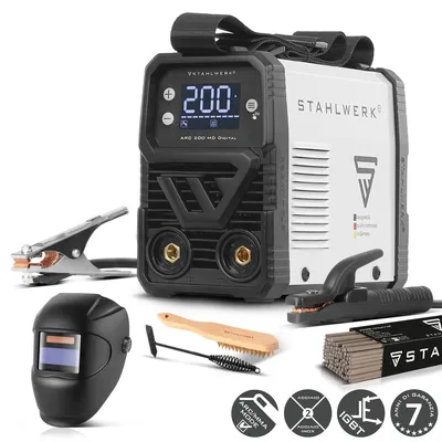 Immagine prodotto di STAHLWERK ARC 200 MD Saldatrice digitale ad elettrodi - completamente attrezzata - MMA (MMA) e Lift-TIG (DC) fino a 200 A, senza gas, ARC-Force, Hotstart
