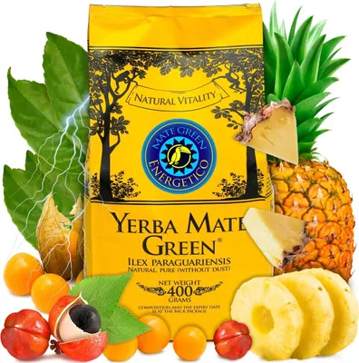 Produktbild von Yerba Mate Green ENERGETICO 400g - Brasilianische Yerba Mate mit Ananas und Guarana - yerba mate tee loose leaf - VEGAN - Glutenfrei