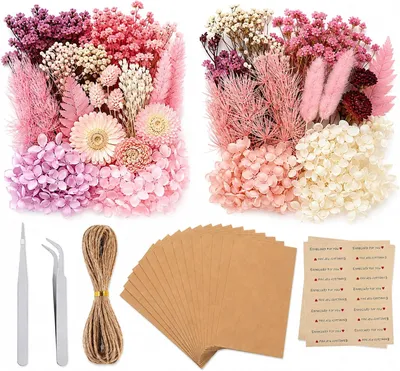 Productafbeelding van DIY-set met gedroogde kleine roze bloemen, knutselset, 1 set, voor het maken van kaarsen