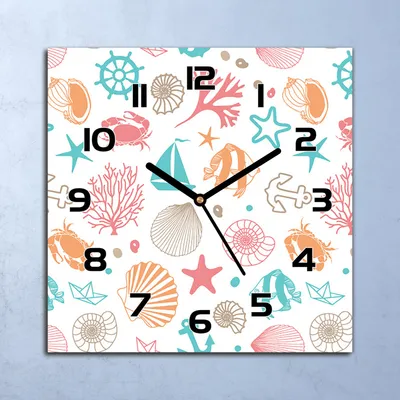 Produktbild von Wanduhr Echt-Glas-Küchenuhr Bunte Unterwasserwelt Quarz 30x30 Deko Bilder