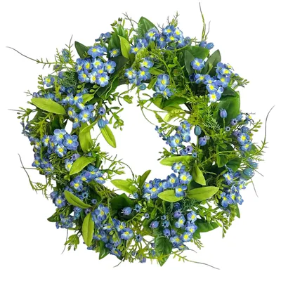 Produktbild von Künstlicher Vergissmeinnicht-Kranz Ø 30cm, Blumenkranz Türkranz Deko