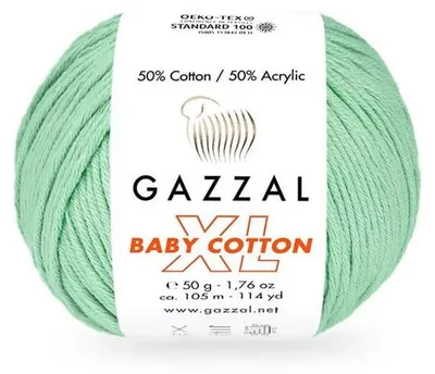Obrázek produktu pro Gazzal Baby Bavlna XL Wool Mint Green 50g - měkká a kvalitní bavlna/akryl
